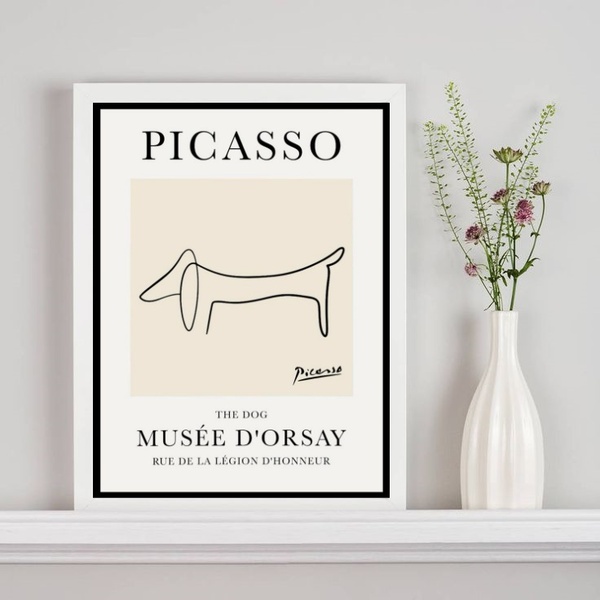 Quadro Poster Picasso - The Dog 24x18cm - Com Vidro Moldura:m