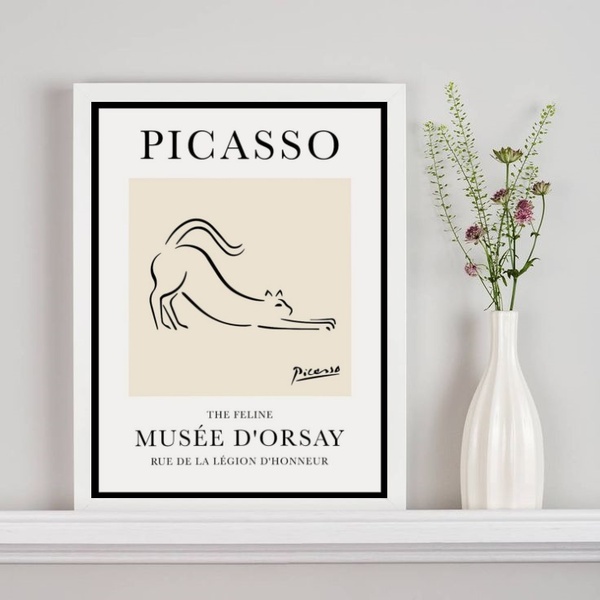 Quadro Poster Picasso - The Feline 33x24cm - Com Vidro Moldur