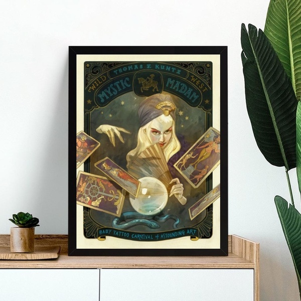 Quadro Poster Retrô Cigana Vidente 24x18cm - Com Vidro Moldur