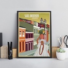 Quadro Poster Salvador - Bahia 24x18cm Moldura:madeira Branca
