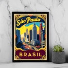 Quadro Poster Vintage Cidade De São Paulo 24x18cm Moldura Bra