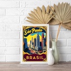 Quadro Poster Vintage Cidade De São Paulo 24x18cm Moldura Bra