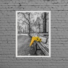 Quadro Praça Sombrinha E Flores Amarelas 45x34cm Moldura:made