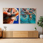 Quadro Praia Azul com Vidro 60x60cm Arte Própria