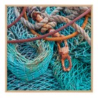 Quadro Praia Azul com Vidro 60x60cm Arte Própria