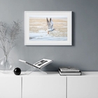 Quadro Praia Bege Branco Passarinho - 60x48cm Moldura:madeira