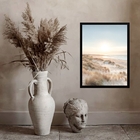 Quadro Praia Bege - Lighthouse Beach 33x24cm - Com Vidro Mold