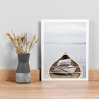 Quadro Praia Canoa Relax 33x24cm Moldura:madeira Preta