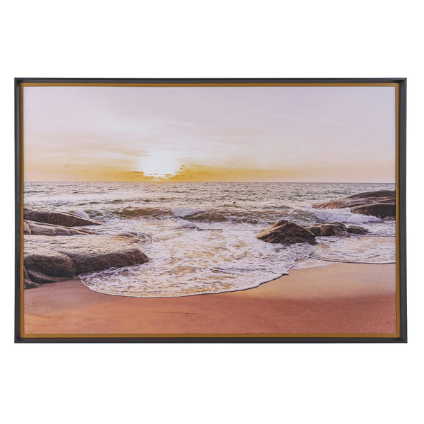 Quadro Praia Preto com Vidro 150x100cm Arte Própria