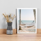 Quadro Praia Rede Relax 33x24cm Moldura:madeira Preta