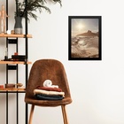 Quadro Praia Rio De Janeiro Bege Dourado 45x34cm - Com Vidro