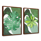 Quadro Premium Textura Cx Alta Folha Sob Verde 2 2un 40x60  -