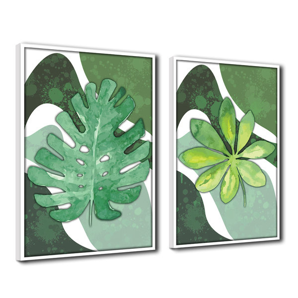 Quadro Premium Textura Cx Alta Folha Sob Verde 2 2un 40x60  -