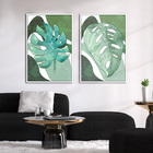 Quadro Premium Textura Cx Alta Folha Sob Verde 3 2un 40x60  -