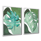Quadro Premium Textura Cx Alta Folha Sob Verde 3 2un 40x60  -