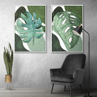 Quadro Premium Textura Cx Alta Folha Sob Verde 3 2un 40x60  -