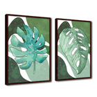 Quadro Premium Textura Cx Alta Folha Sob Verde 3 2un 40x60  -