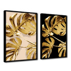 Quadro Premium Textura Cx Alta Folhas De Ouro 1 2un 40x60 - M