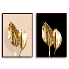 Quadro Premium Textura Cx Alta Folhas De Ouro 3 2un 40x60  -