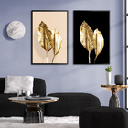 Quadro Premium Textura Cx Alta Folhas De Ouro 3 2un 40x60  -