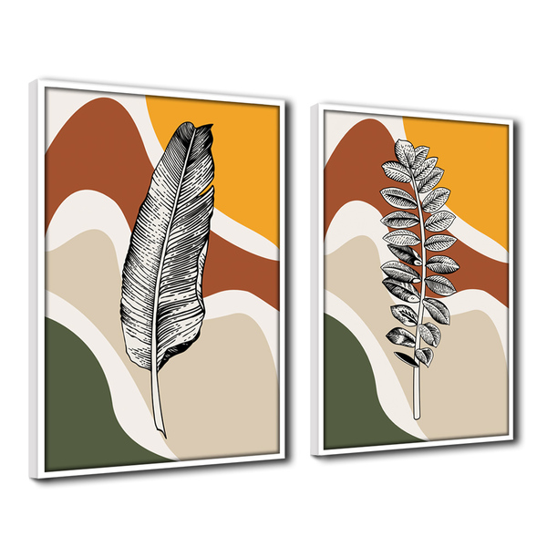 Quadro Premium Textura Cx Alta Folhas Em Cores 2 2un 40x60  -