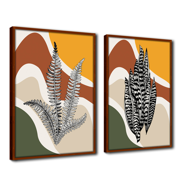 Quadro Premium Textura Cx Alta Folhas Em Cores 3 2un 40x60  -