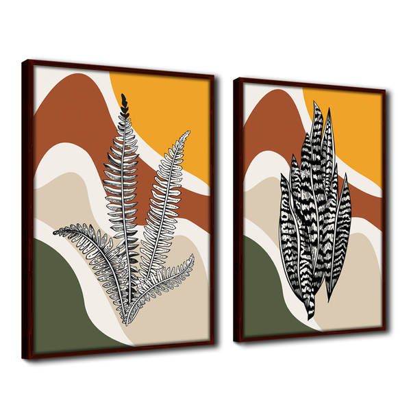 Quadro Premium Textura Cx Alta Folhas Em Cores 3 2un 40x60  -