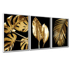 Quadro Premium Textura Cxalta Folha Ouro Em Preto3 3un 40x60