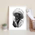 Quadro Preto Velho- Desenho Preto E Branco 33x24cm - Com Vidr