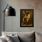 Quadro Preto Velho Vô Benedito 24x18cm Moldura Preta