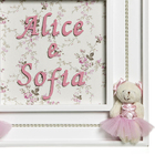 Quadro Princesa Gemêas Quarto Bebê Infantil