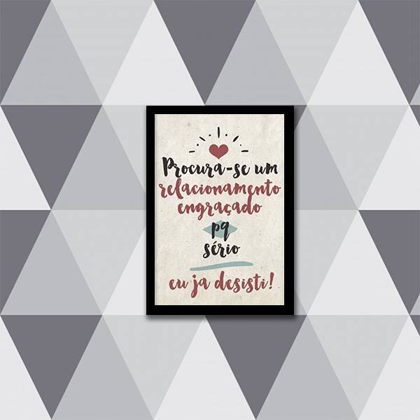 Quadro Procura-se  Relacionamento Engraçado 24x18cm - Com Vid