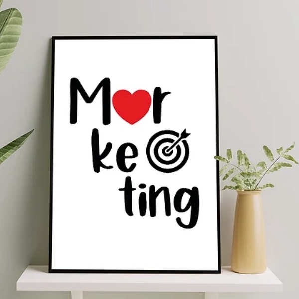 Quadro Profissão Marketing 45x34cm - Com Vidro Moldura:madeir