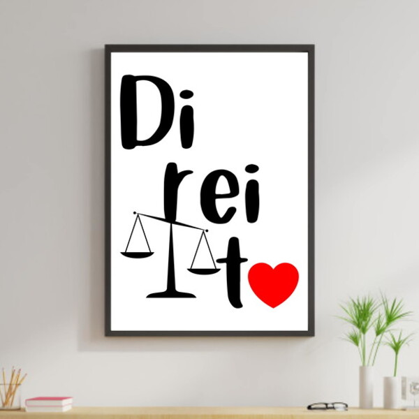 Quadro Profissões - Direito 24x18cm - Com Vidro Moldura:madei