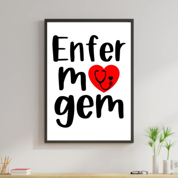 Quadro Profissões - Enfermagem 24x18cm - Com Vidro Moldura:ma