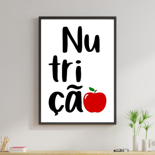 Quadro Profissões - Nutrição 33x24cm - Com Vidro Moldura:made