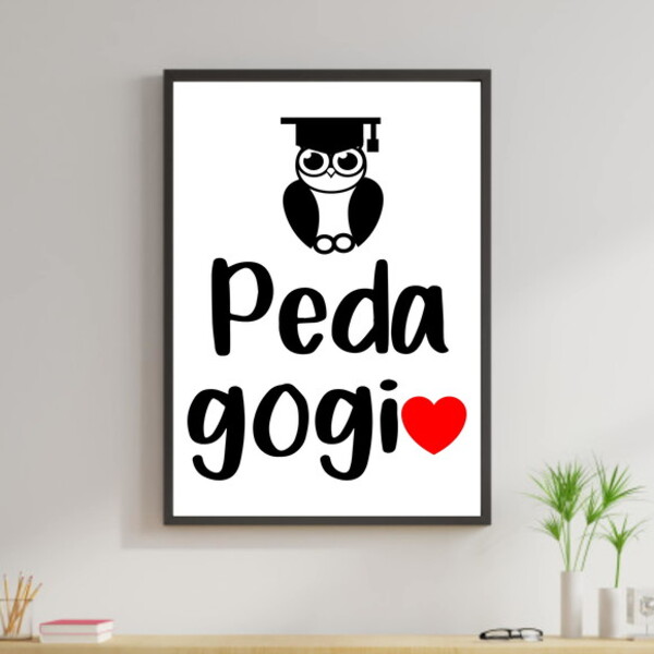 Quadro Profissões - Pedagogia 33x24cm - Com Vidro Moldura:mad