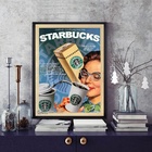 Quadro Propaganda Antiga Café 24x18cm Moldura Branca