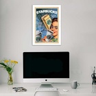 Quadro Propaganda Antiga Café 45x34cm - Com Vidro Moldura Pre