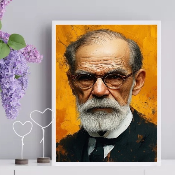Quadro Psicologia Arte Freud 33x24cm Moldura Preta