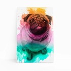 Quadro Pug Cachorro Cão Tinta Aquarela Canvas 30x40cm