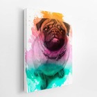 Quadro Pug Cachorro Cão Tinta Aquarela Canvas 30x40cm