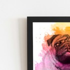 Quadro Pug Cachorro Cão Tinta Aquarela Moldura 60x40cm