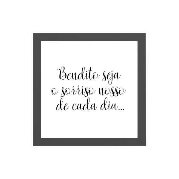 Quadro Quadrado Bendito Seja O Sorriso 20x20cm Moldura:madeir
