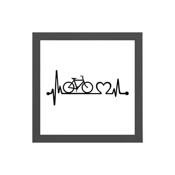 Quadro Quadrado Bicicleta Sinais Vitais 20x20cm Moldura:madei