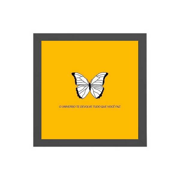 Quadro Quadrado Borboleta Universo 20x20cm Moldura:madeira Br
