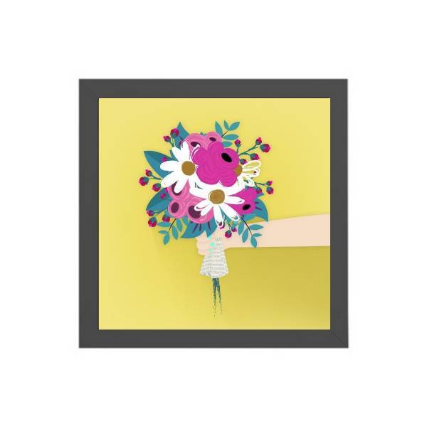 Quadro Quadrado Bouquet De Flores 20x20cm Moldura:madeira Bra