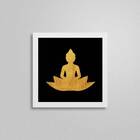 Quadro Quadrado Buda Flor De Lotus 20x20cm Moldura:madeira Br