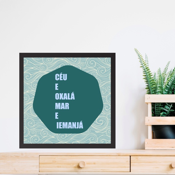 Quadro Quadrado Céu Oxalá Mar - 33x33cm - Com Vidro Moldura P