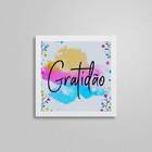 Quadro Quadrado Colorido Gratidão 20x20cm Moldura:madeira Pre